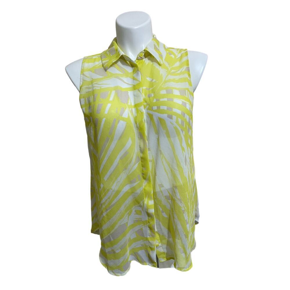 Lane Bryant Women's Sleeveless Blouse Plus Size 18 Sheer Button Front Split‎ Hem